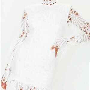 PrettyLittleThing Frilly Lace High- Neck Mini